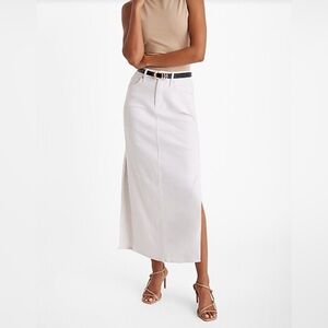 Express High Waisted White Denim Maxi Skirt